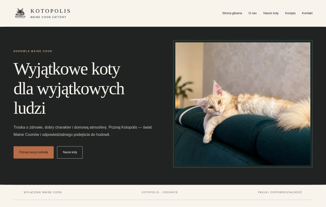 Rzeczywisty widok strony hodowli Kotopolis